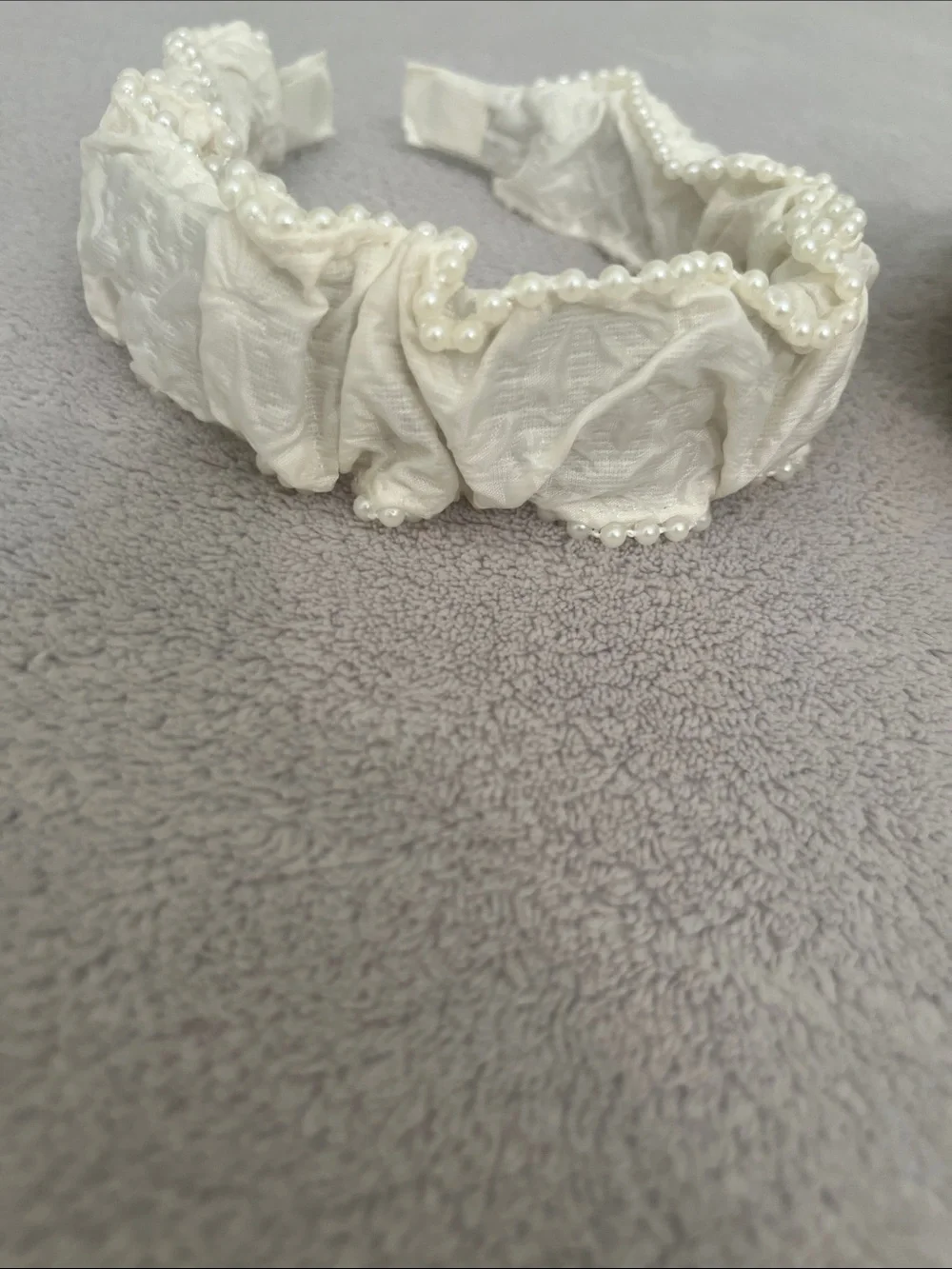 Cream Pearl Trim and Beige Knot Headband Set
